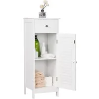 Yaheetech Badkommode Badezimmerschrank Standschrank mit Einzeltür, Schmaler Badschrank mit 1 Schublade & 2 Fächern