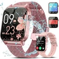 Forrlite 2026 Neues Smartwatch Damen Herren mit Telefonfunktion, Smartwatch 1.85'' HD Fitnessuhr,Silikonarmband + Metallarmband Kombinationsset,Smart Watch for Women mit 200+ Sportmodi,Fitness Tracker mit Herzfrequenz,SpO2,Schrittzähler & Schlafmonit