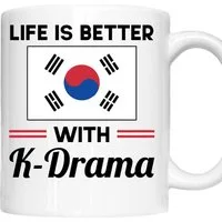 Printmacher Tasse K-Drama Tasse, Pop Korea Drama Geschenk, Life is better with K-Drama, Keramik