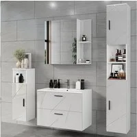 Vicco Badmöbel-Set Irma, Weiß/Weiß Hochglanz, 5 Teile, (5-St., 5er Set)