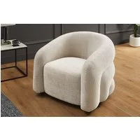 riess-ambiente Loungesessel VOGUE 95cm beige – Sessel mit Armlehnen, Chenille Cremona, modern (Einzelartikel, 1-St), komfortabler Sessel mit weichem Bezug – ideal für stilvolle Wohnzimmer