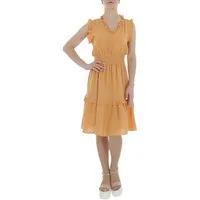 Ital-Design Sommerkleid Damen Freizeit Stufenkleid (85941322) Rüschen Sommerkleid in Orange