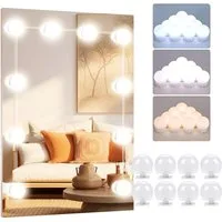 TUWENA LED-Lichtspiegel 3 Farben LED Spiegelleuchte, 9 Helligkeiten Dimmbar Schminklicht (8-St), Schminklicht Spiegellampe, Schminktisch Leuchte mit USB Kabel