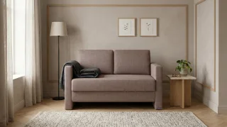 BRUNO Schlafsofa 120cm in Braun | Schmal | stabiles Massivholz & Boxspringkomfort