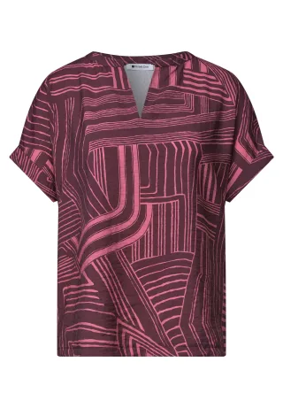Street One - Dropped Shoulder Shirt mit Split Neck blush berry - Gr. - 36