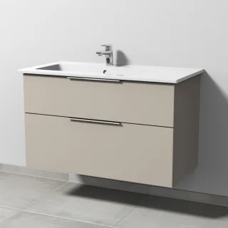 Sanipa 3way Keramik-Set Venticello Keramik-Waschtisch und Unterbau mit 2 Auszügen, Kaschmir-Matt UP3251U