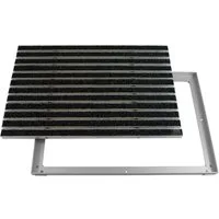 Emco Fußmatte Eingangsmatte DIPLOMAT + Rahmen Aluminium, Rips Anthrazit, rechteckig, Höhe: 25 mm, Größe: 600x400 mm, für Innen- und überdachten Außenbereich