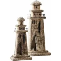 Mirabeau Dekoobjekt Deko-Leuchtturm 2er Set Bourgneuf braun/schwarz