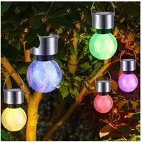 GLOBO LIGHTING LED Solarleuchte, LED-Leuchtmittel fest verbaut, Farbwechsel, 5er Set Solarlampe Gartendeko Farbwechsel Außen LED Hängeleuchte Kugel