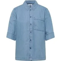 CECIL Klassische Bluse Kurzarm Hemdbluse im Denim-Look