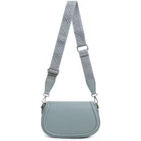 ITALYSHOP24 Schultertasche Damen Tasche Umhängetasche Bodybag Brusttasche Crossover Handytasche (Tasche mit einem breitem Muster Stoffgurt/Umhängeband), Crossbody Handtasche Muster Taschengurt Leder Optik Freizeit Reise