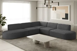 LAGERDEAL Ecksofa Designersofa PALMA in Stoff Ascot Graphitgrau Universal