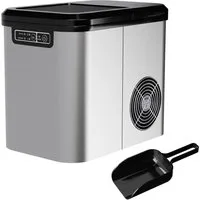 TroniTechnik Eiswürfelmaschine Eiswürfelmaschine Ice Maker Eiswürfelbereiter inkl. Schaufel, Behälter, 2,2 Liter Wassertank, 12kg/24h, Würfelgrößen S/L, 150W, silber