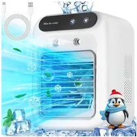 MOPUEA Ventilatorkombigerät Tragbarer Luftkühler Klimaanlage Luftbefeuchter, 500ml Wassertank für lange Nutzung