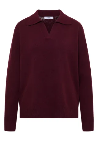 CECIL - Langarm Pullover mit Polokragen red wine - Gr. - L