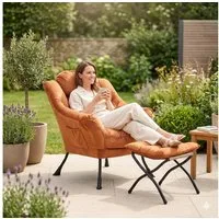 ANYSUN Loungesessel Relaxsessel aus Samt mit Hocke,Sanftes Design mit Nackenstütze (Seitentasche (Handy), Hocker als Fußbank/Kindersitz), Loungesessel,Fernsehsessel, Ohrensessel für Wohnzimmer, Schlafzimmer