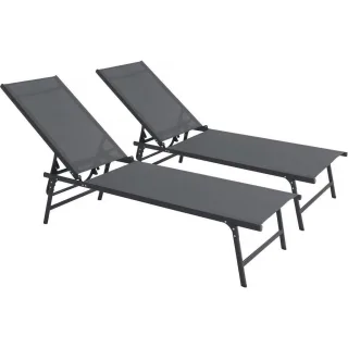 Habitat Garten Sonnenliege, Grau, Metall, 54x104x180 cm, Gartenmöbel, Gartenliegen