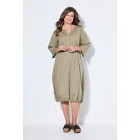 Laurasøn Midikleid Popeline Kleid mit Tunnelzügen
