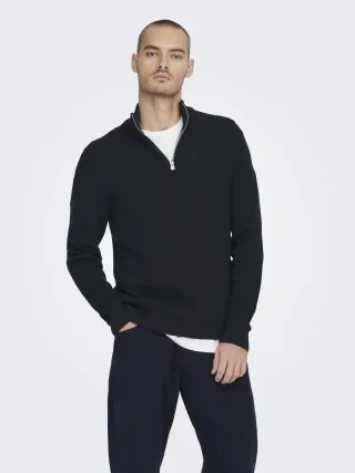ONLY&SONS - ONSPHIL REG 12 STRUC HALF ZIP KNIT NOOS dark navy - Gr. - XL