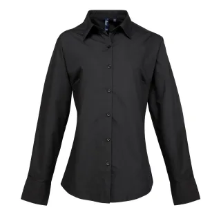 Premier - "Supreme" Formelles Hemd für Damen Langärmlig (Schwarz)