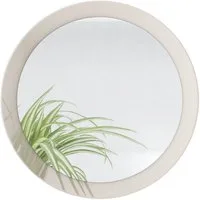 Vladon Wandspiegel Globe 50 (dekorativer runder Spiegel, für Flur und Wohnzimmer mit MDF-Rahmen), in Sandgrau Hochglanz (50 cm Durchmesser)