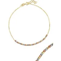 Antares Gold Goldarmband Tricolor Kugelarmband 14K Gold – 18+2 cm, 2 mm, Silber/Rosé/Gold, hochglanzpoliert, eleganter Karabinerverschluss, edle Geschenkbox