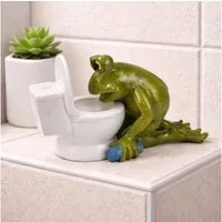 Online-Fuchs Dekofigur kotzender Frosch - lustige Geschenkidee - Deko Badezimmer, Gäste-WC (17 cm groß, glänzende Oberfläche), auch als Gartenfigur im Outdoor Bereich geeignet - wetterfest