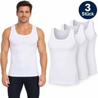 EloModa Unterhemd Herren Unterhemden 3er-Pack Weiß – 100% Baumwolle, Feinripp, in M-4XL (3-St) 3er-Pack aus 100 % Baumwolle in Feinripp mit breiten Trägern