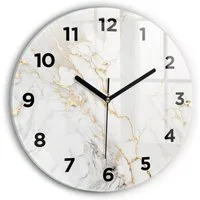 Tulup Wanduhr Glasuhr Marmor Dekorative Runde Uhr aus Gehärtetem Glas Glaswanduhr