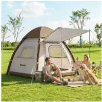 Outsunny aufblasbares Zelt mit Luftpumpe, Meshfenster, abnehmbar Dach, Stehhöhe, Personen: 3 (Camping Zelt, 1 tlg., Air Glamping Zelte), Cremeweiß