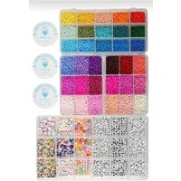 Jungengel Bastelperlen Schmuck Bastelset Perlen Armband Kette Buchstaben Würfel Sortierbox, (Bastelset, Schmuckset, Perlen-Set 3000-tlg), Schmuck Bastelset mit Perlen, Buchstaben & Boxen