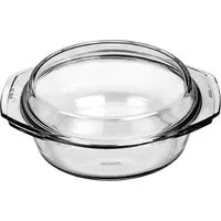 Bohemia Cristal Auflaufform Bohemia Cristal Simax Schüssel rund mit Deckel flach 0,7 L, Glas