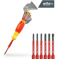 Wiha Schraubendreher LiftUp electric (41157) - 6 tlg., slimBits für Elektriker, Bithalter, TORX