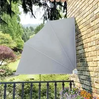 furnicato Markise Faltbarer Balkonfächer 140x140 cm in Grau mit Stahlrahmen (1-St) UV-beständiger Sichtschutz mit Wandhalterung und Faltkonstruktion
