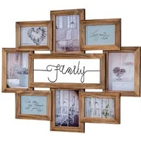 Levandeo® Bilderrahmen Collage, Bilderrahmen 68x56cm 8 Fotos Family Echtholz Braun Fotorahmen Shabby