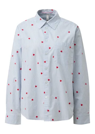 qs - Bluse creme/blau - Gr. - 34