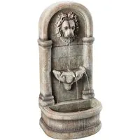 Dehner Gartenbrunnen Faro mit LED-Beleuchtung, 103.5 x 38 x 49.5 cm, 49,5 cm Breite, mediterranes Wasserbecken aus Kunststein inkl. Pumpe, Trafo und LEDs