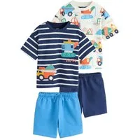 Next T-Shirt & Shorts Kurzärmeliges T-Shirt und Shorts im 2er-Set (4-tlg)