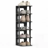 COSTWAY Schuhregal, schmal stapelbar vertikaler Schuhorganizer Kunststoff 24,5x27,5x76,5cm