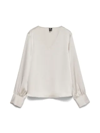 VERO MODA - VMMIRO LS V-NECK TOP WVN Pumice Stone - Gr. - S