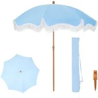 PHI VILLA Sonnenschirm, ideal für Strand- und Gartenaktivitäten, Stabiler Sonnenschirme für Sand mit Neigepfosten UV-Schutz 50+