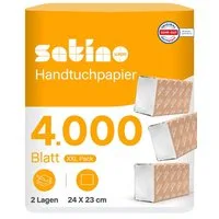 Satino Papierhandtuch 2-lagig - 4.000 Papierhandtücher - ZZ-Falz - 24 x 23 cm (4000-St)