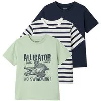 vertbaudet Kurzarmshirt T-Shirts Jungen, Recycling-Baumwolle BASIC 3er-Pack