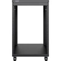 Universal 19-Zoll Equipment Rack mit Rollen, Rack, Server-Gehäuse schwarz, 16 Höheneinheiten