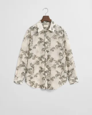 GANT - Relaxed Fit Bluse aus Baumwolle und Seide mit Baum-Print dark moss green - Gr. - 46