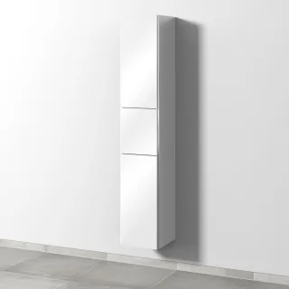 Sanipa 3way Hochschrank mit 2 Türen und 1 Auszug, Weiß-Glanz BS10078