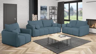 Sofaset Designersofa MORGANO 3-2-1 Stoff Abriamo Blau