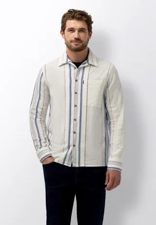 State of Art - Hemd mit vertikalem Streifenmuster mittelblau - Gr. - XL