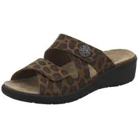AFS-Schuhe 280893 Wechselfußbett Pantolette für Damen mit Keilabsatz, bequeme Sandalen aus Leder