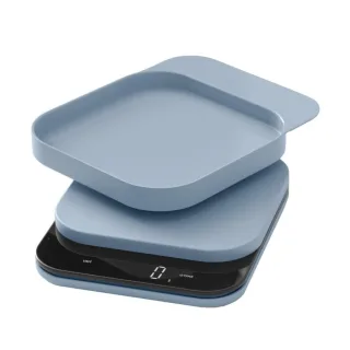 Küchenwaage mit digitaler LED-Anzeige aus Kunststoff in dusty blue | Rosti. Präzise digitale Waage mit Wiegeschale für das Backen und Kochen.